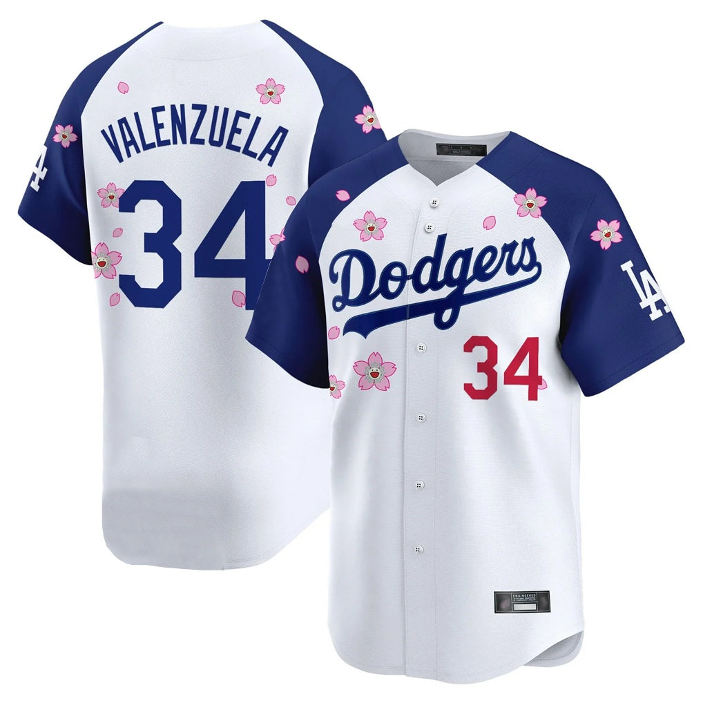 Los Angeles Dodgers #34 Fernando Valenzuela Player White-Royal HOLBERT Tokyo Series Vapor Premier Limited Stitched Jerseys