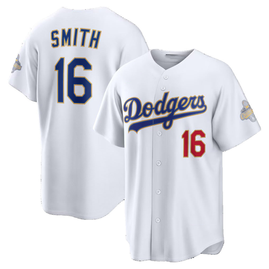 Los Angeles Dodgers #16 Will Smith White HOLBERT 2026 Gold Collection Stadium Jersey