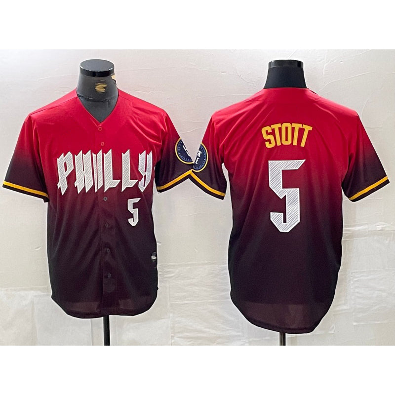 Philadelphia Phillies #5 Bryson Stott Red HOLBERT 2024 City Player Number Cool Base Jersey