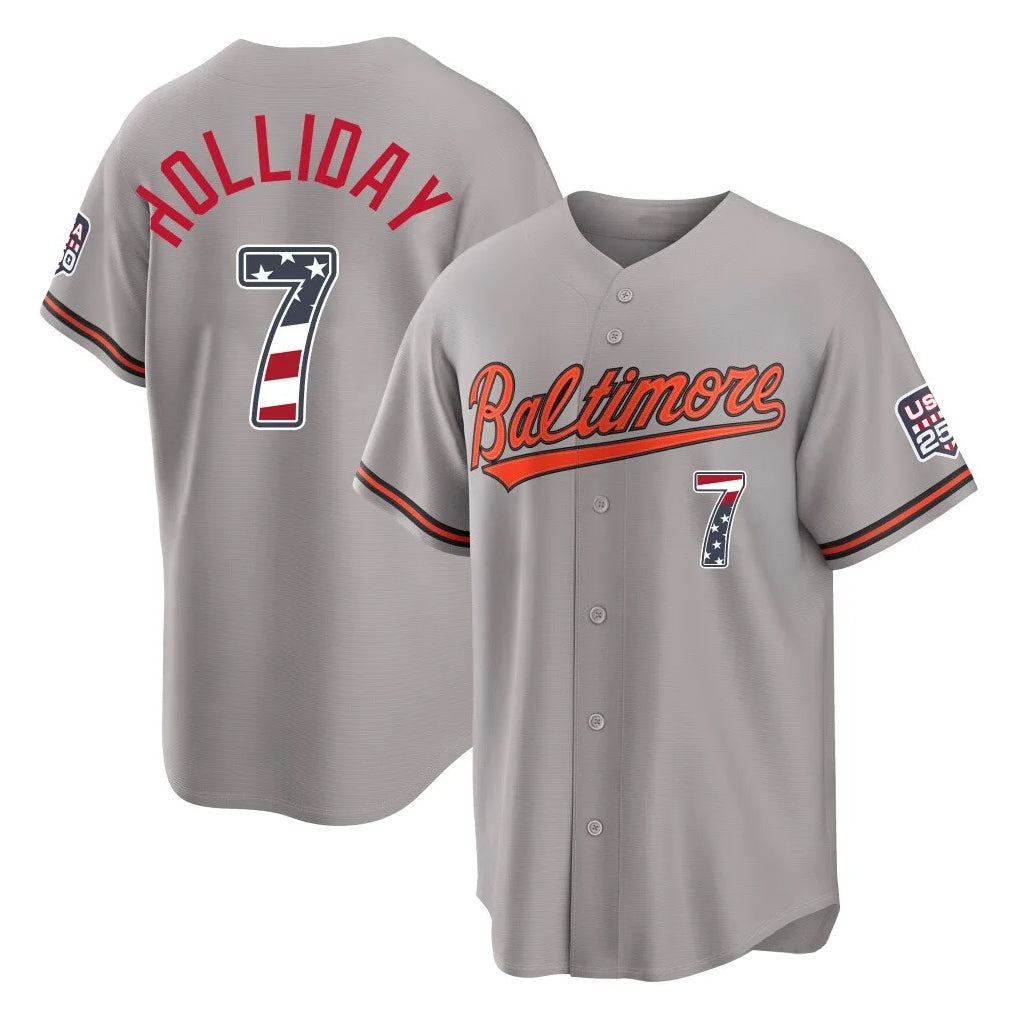 Baltimore Orioles #7 Jackson Holliday Player Gray HOLBERT USA 250 Fourth of July Home Game Stitched Jerseys