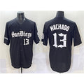 San Diego Padres #13 Manny Machado Black HOLBERT Gothic Edition Vapor Limited Stitched Jersey