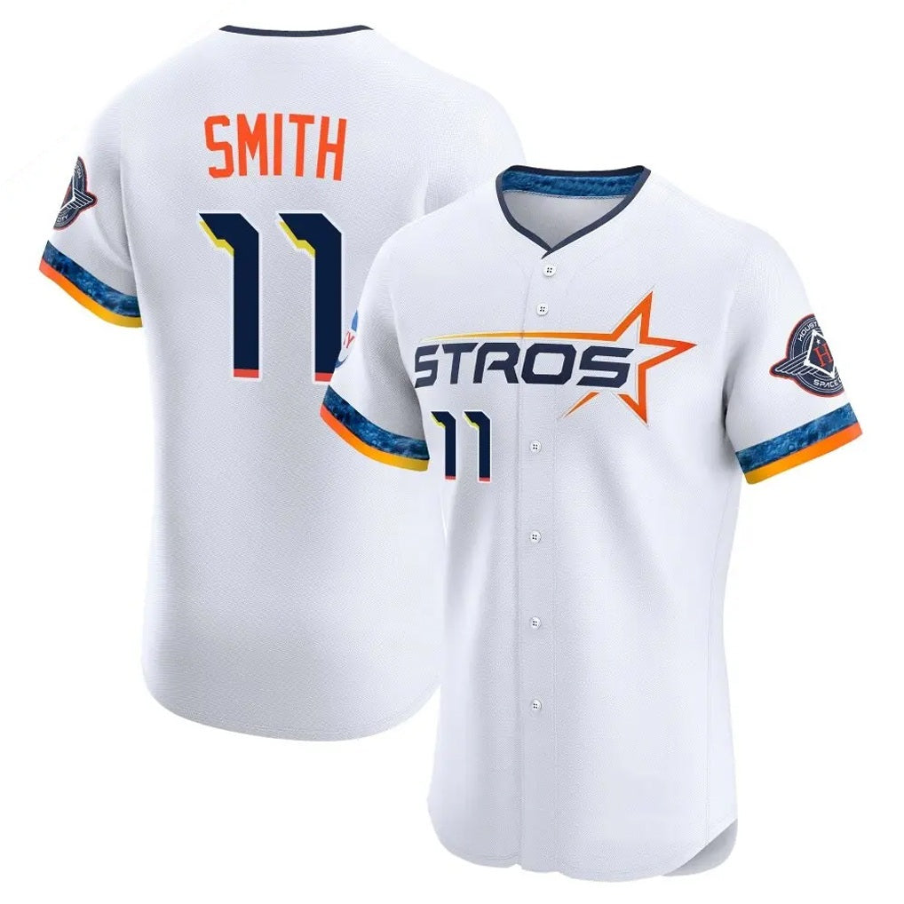 Houston Astros #11 Cam Smith Player White HOLBERT City Connect Limited Elite Home Stitched Jerseys