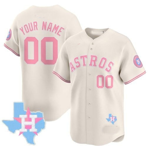 Custom Houston Astros Bubblegum Cream HOLBERT Vapor Premier Limited Jersey ¨C All Stitched