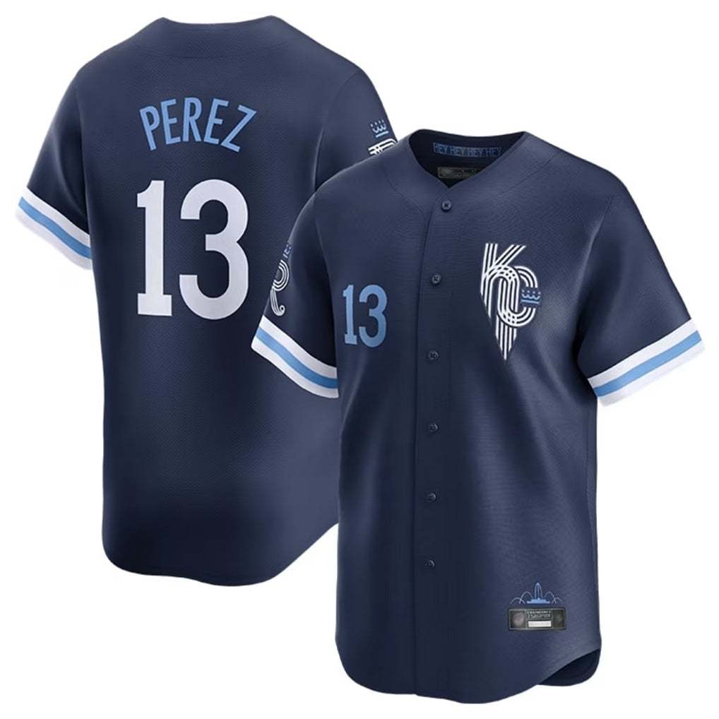 Kansas City Royals #13 Salvador Perez Player Navy HOLBERT City Connect Limited Home Stitched Jerseys
