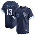 Kansas City Royals #13 Salvador Perez Player Navy HOLBERT City Connect Limited Home Stitched Jerseys