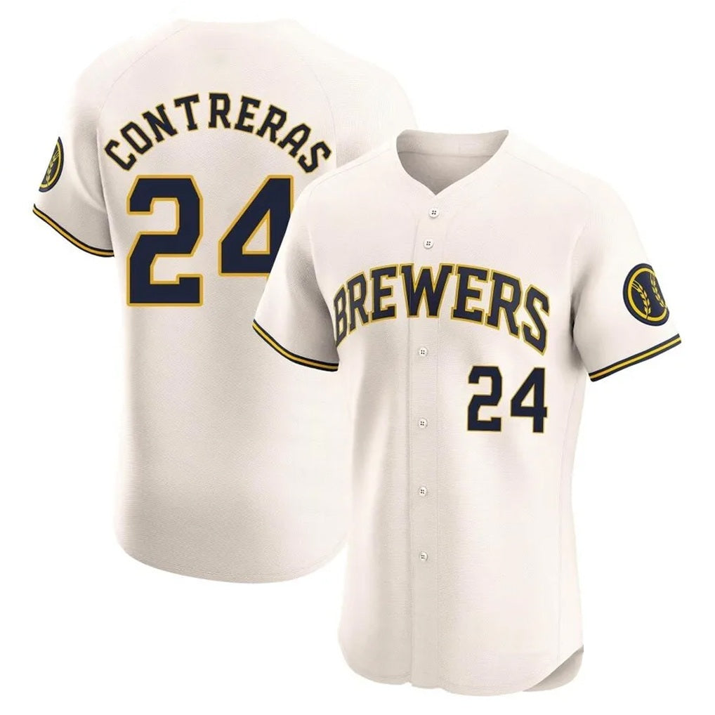 Milwaukee Brewers #24 William Contreras Player Cream HOLBERT Home Limited Elite Stitched Jerseys