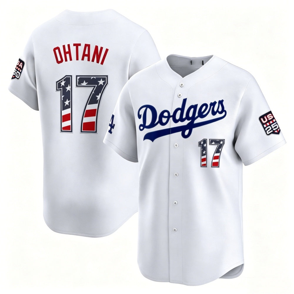 Los Angeles Dodgers #17 Shohei Ohtani White HOLBERT USA 250 Fourth of July Limited Stitched Jersey