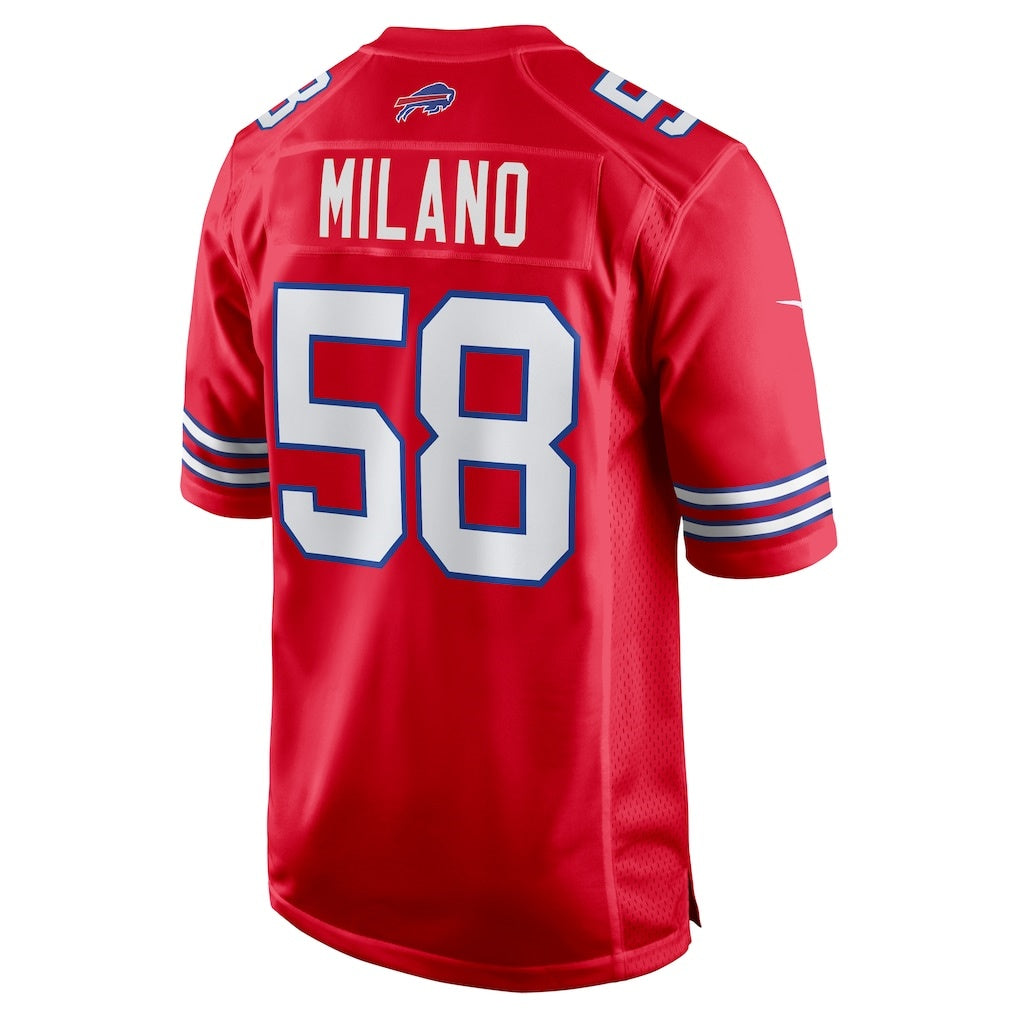 B.Bills #58 Matt Milano Red HOLBERT Alternate Game Jersey