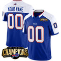 Custom B.Bills Active Player Blue White HOLBERT 2023 F.U.S.E. AFC East Champions Ptach Stitched Jersey