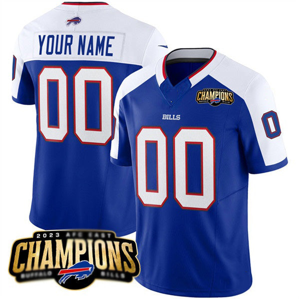 Custom B.Bills Active Player Blue White HOLBERT 2023 F.U.S.E. AFC East Champions Ptach Stitched Jersey