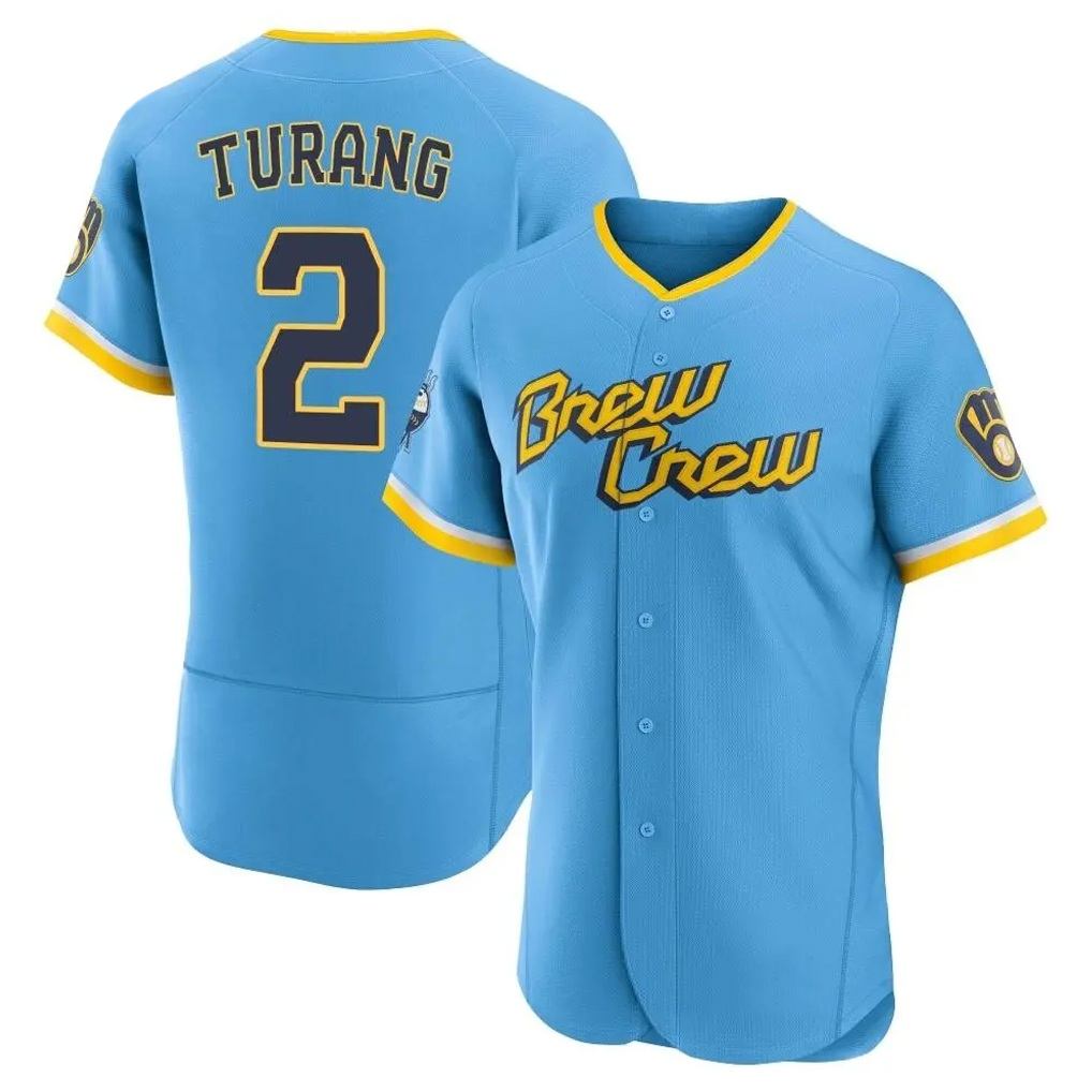 Milwaukee Brewers #2 Brice Turang Player Light Blue HOLBERT City Connect Home Limited Elite Stitched Jerseys