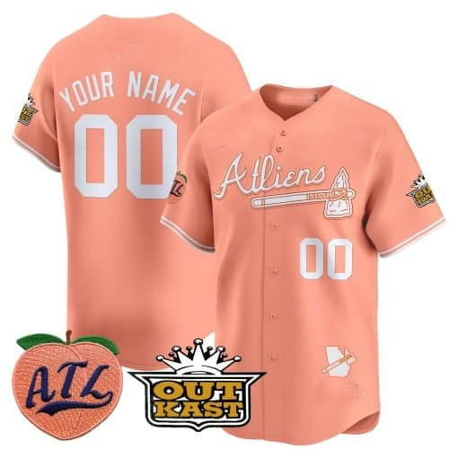 Custom Atlanta Braves Atliens & Peach Vapor Premier Limited Jersey ¨C All Stitched-Peach HOLBERT