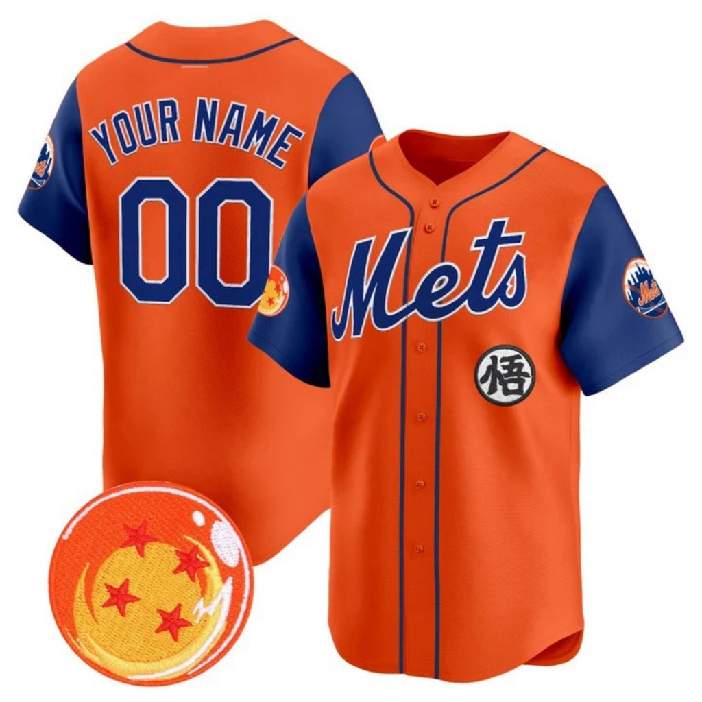 Custom New York Mets x Dragon Ball Royal Orange HOLBERT Vapor Premier Limited Jersey - All Stitched