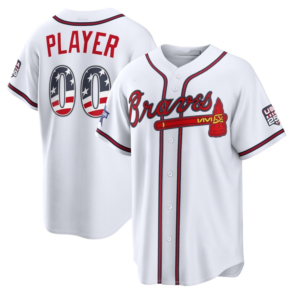 Custom Atlanta Braves 2026 All-Star Edition Stars & Stripes White HOLBERT Stadium Pick-A-Player Jersey