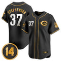 Cincinnati Reds #37 Tyler Stephenson Player Black-Gold HOLBERT Vapor Premier Limited Home Stitched Jerseys