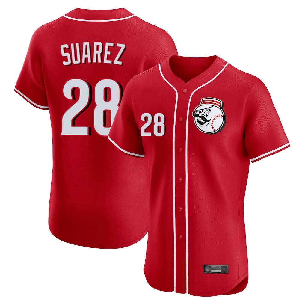 Cincinnati Reds #28 Eugenio Su¨¢rez Player Red HOLBERT Limited Elite Home Game Stitched Jerseys