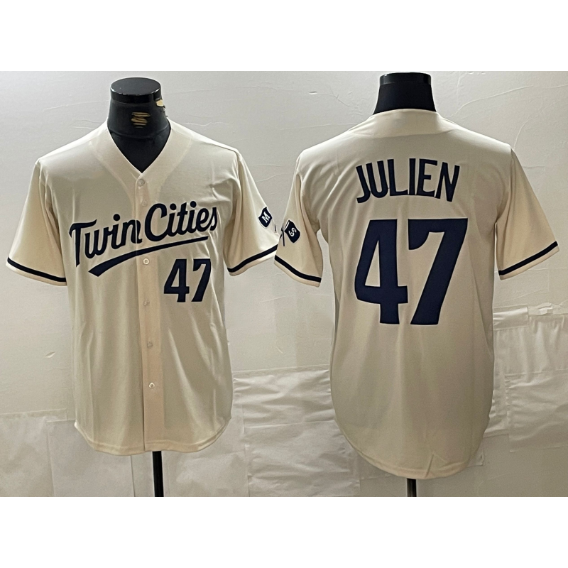 Minnesota Twins #47 Edouard Julien Number Cream HOLBERT Cool Base Stitched Jersey