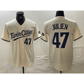 Minnesota Twins #47 Edouard Julien Number Cream HOLBERT Cool Base Stitched Jersey