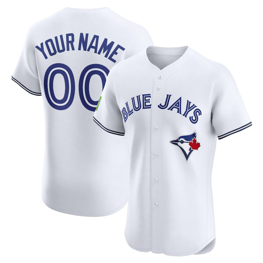 Custom Toronto Blue Jays White HOLBERT Home Elite Sponsor Patch Jersey