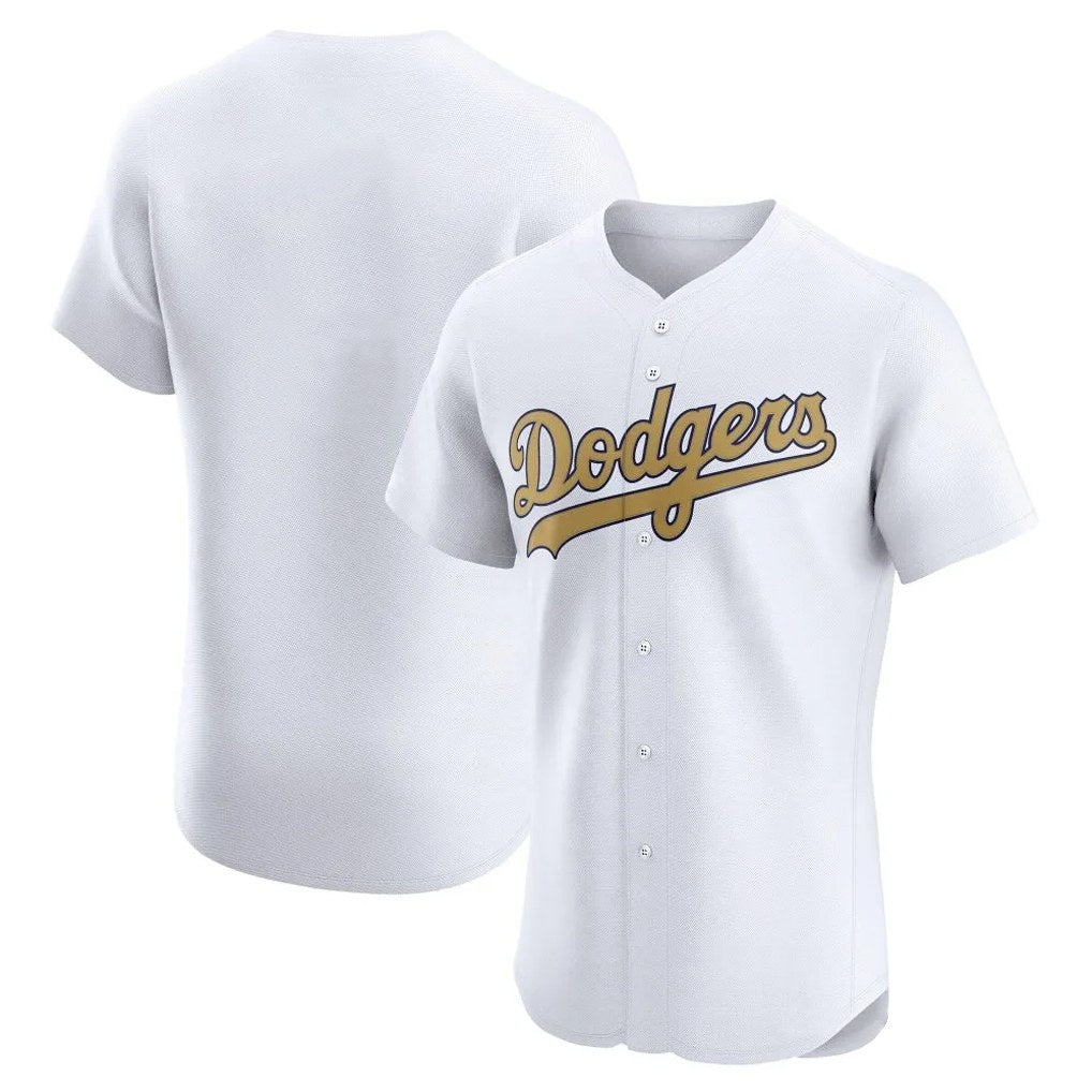 Los Angeles Dodgers Blank Player White Gold HOLBERT Limited Elite Home Stitched Jerseys