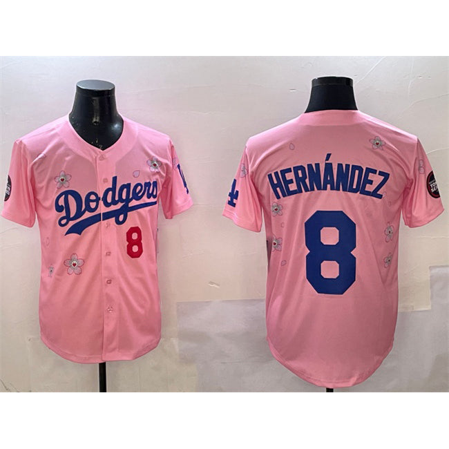 Los Angeles Dodgers #8 Enrique Hernandez Pink HOLBERT 2025 Tokyo Series Limited Stitched Jersey
