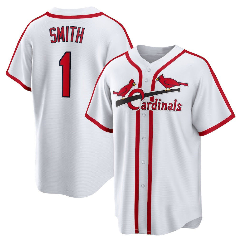 St. Louis Cardinals #1 Ozzie Smith White HOLBERT Home Cooperstown Collection Player Jersey