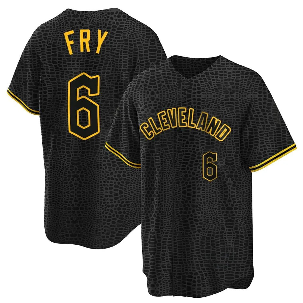 Cleveland Guardians #6 David Fry Player Black HOLBERT Snake Skin City Home Game Stitched Jerseys