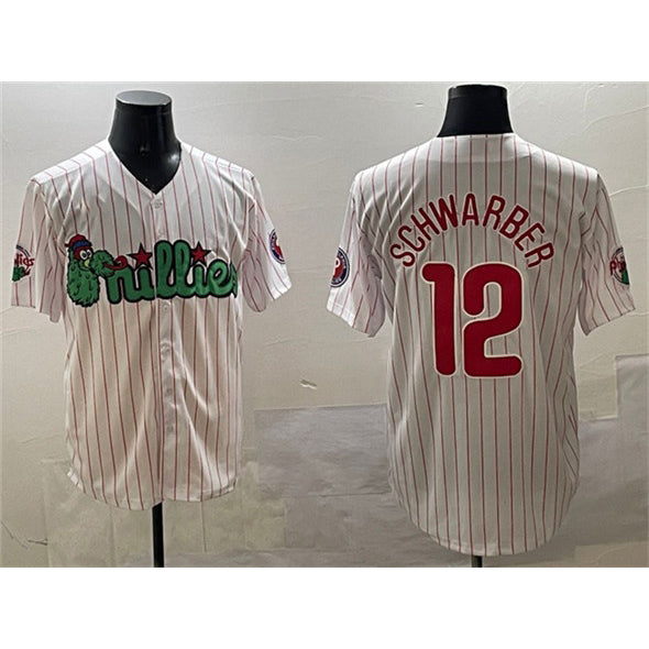 Philadelphia Phillies #12 Kyle Schwarber White HOLBERT Phanatic Cool Base Stitched Jersey