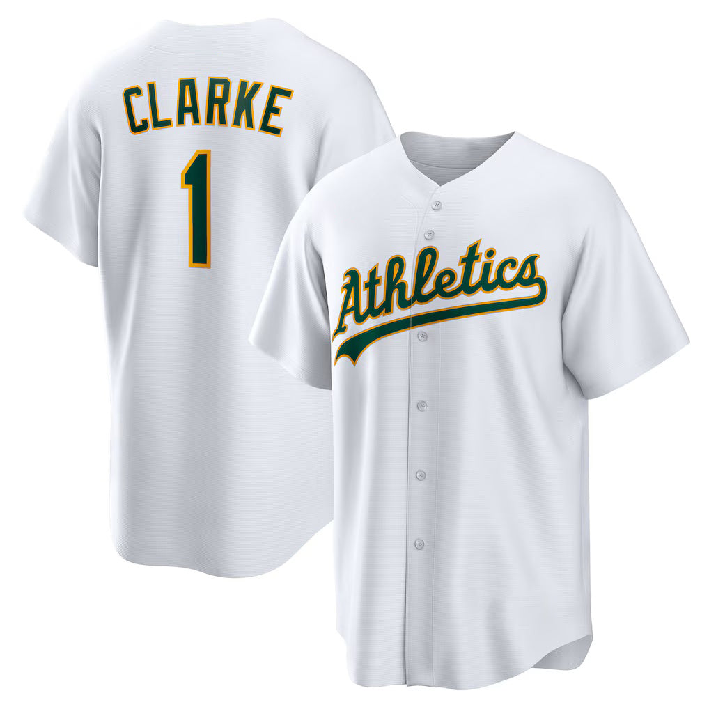 Oakland Athletics #1 Denzel Clarke White HOLBERT Home Replica Jersey