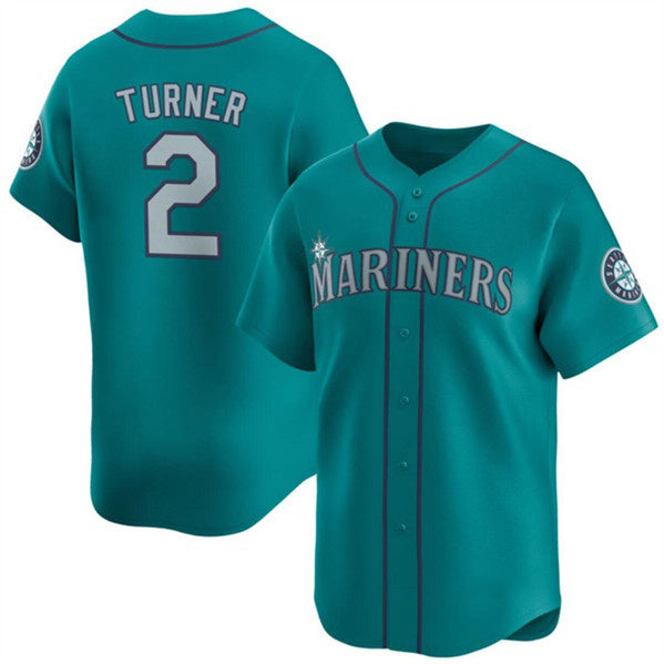 Seattle Mariners #2 Justin Turner Aqua HOLBERT Alternate Limited Stitched jersey