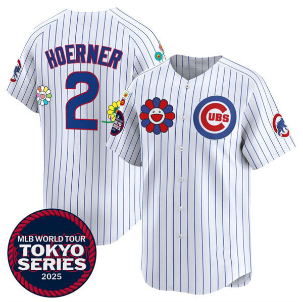 Chicago Cubs #2 Nico Hoerner White HOLBERT 2025 Tokyo Series Limited Stitched Jersey