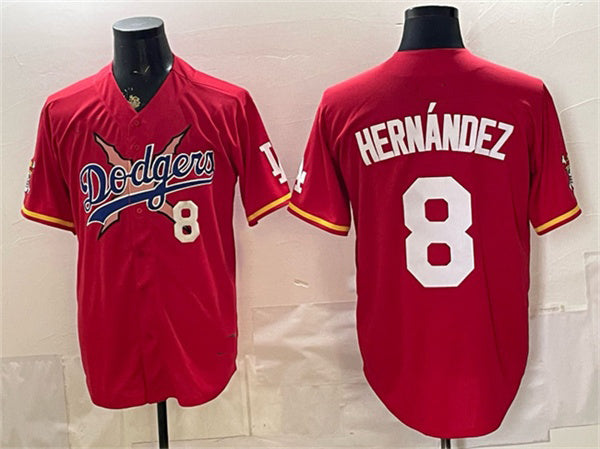 Los Angeles Dodgers x One Piece #8 Enrique Hernandez Red HOLBERT Vapor Premier Limited Stitched Jersey