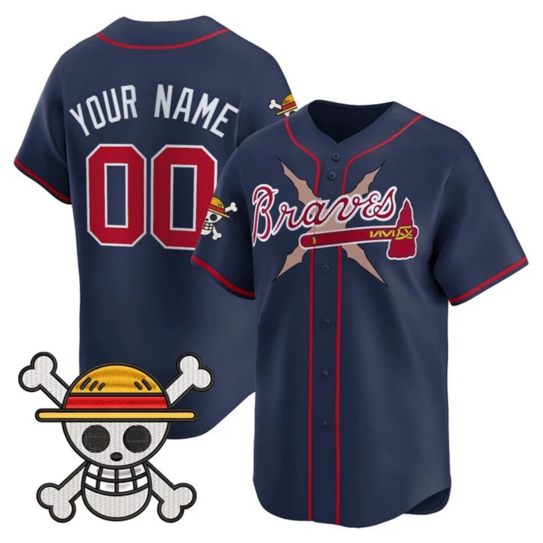 Custom Atlanta Braves x One Piece Navy HOLBERT Vapor Premier Limited Jersey - Stitched