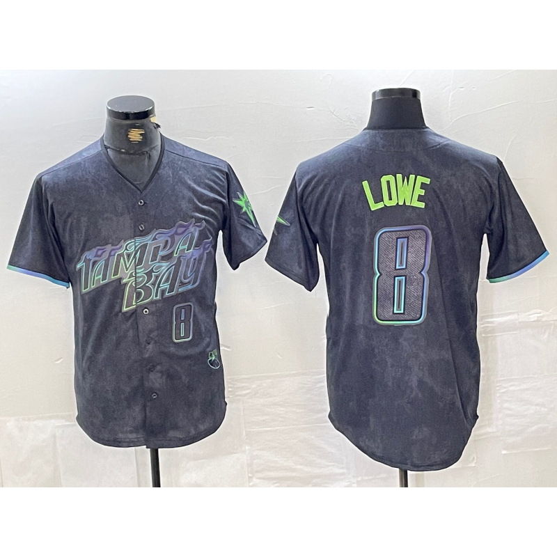 Tampa Bay Rays #8 Brandon Lowe Charcoal HOLBERT 2024 City Connect Player Number Limited Cool Base Jersey 2