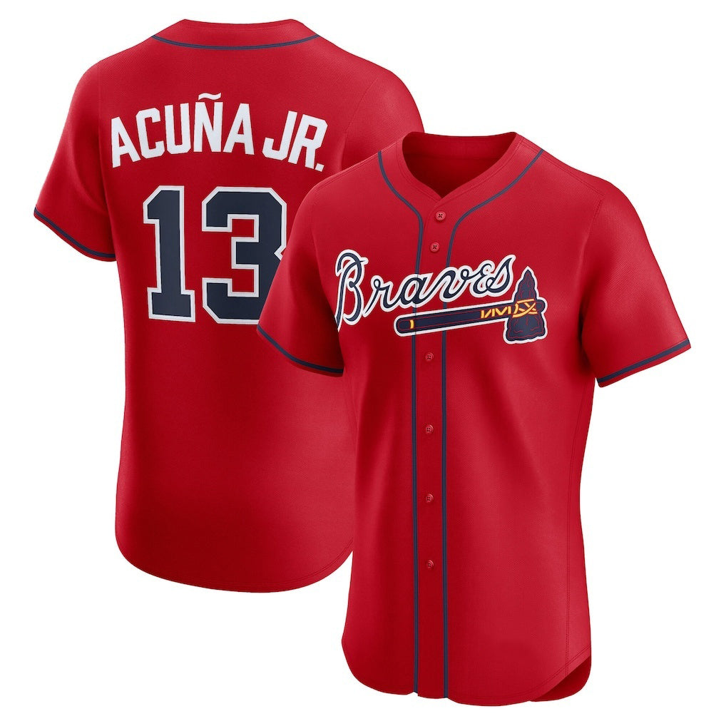 Atlanta Braves #13 Ronald Acuna Jr Red HOLBERT Alternate 2 Elite Jersey