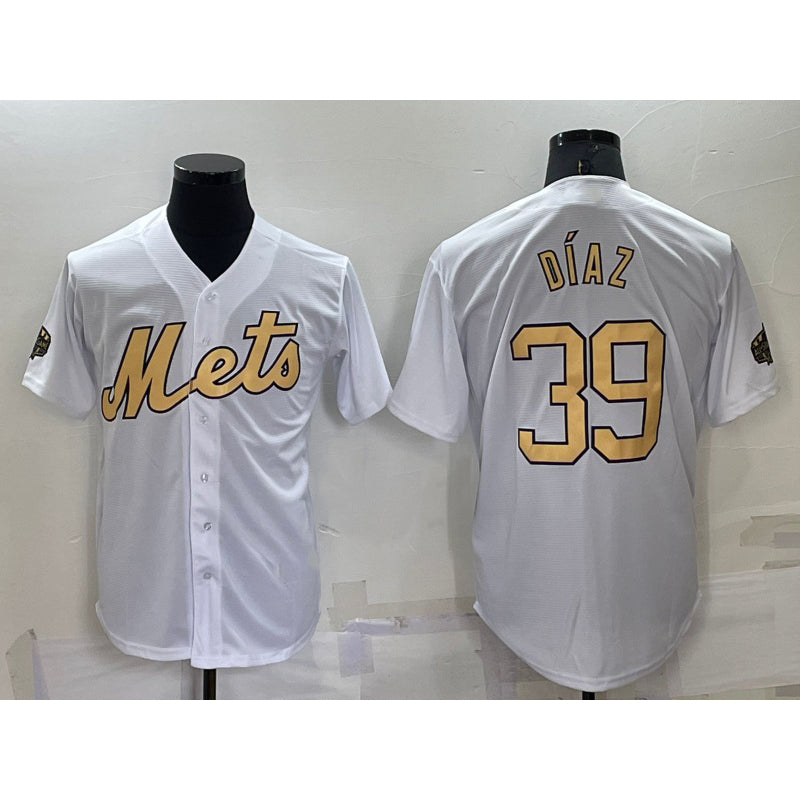 New York Mets #39 Edwin Diaz White HOLBERT 2022 All Star Stitched Cool Base Jersey
