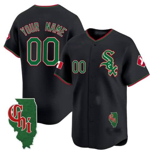 Custom Chicago White Sox Mexico Vapor Premier Limited Jersey ¨C Illinois Patch ¨C Black HOLBERT