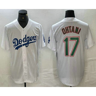 Los Angeles Dodgers #17 Shohei Ohtani White Green HOLBERT Stitched Cool Base Jerseys