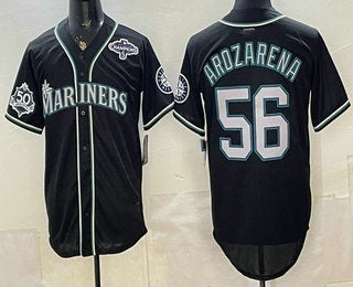 Seattle Mariners #56 Randy Arozarena 50th Black HOLBERT Out Style Vapor Premier Limited Jersey