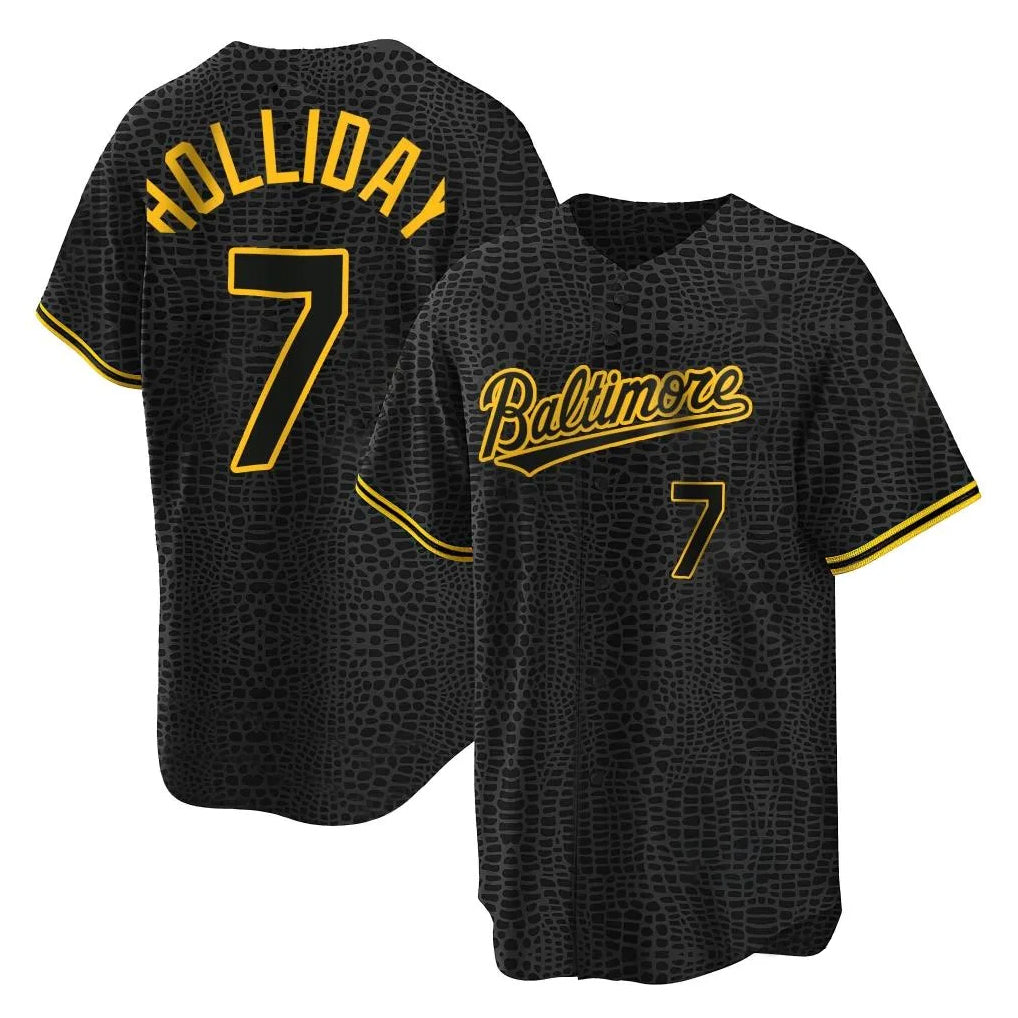 Baltimore Orioles #7 Jackson Holliday Player Black HOLBERT Snake Skin City Home Game Stitched Jerseys