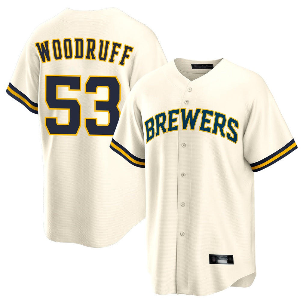Milwaukee Brewers #53 Brandon Woodruff Player Cream HOLBERT Home Game Stitched Jerseys