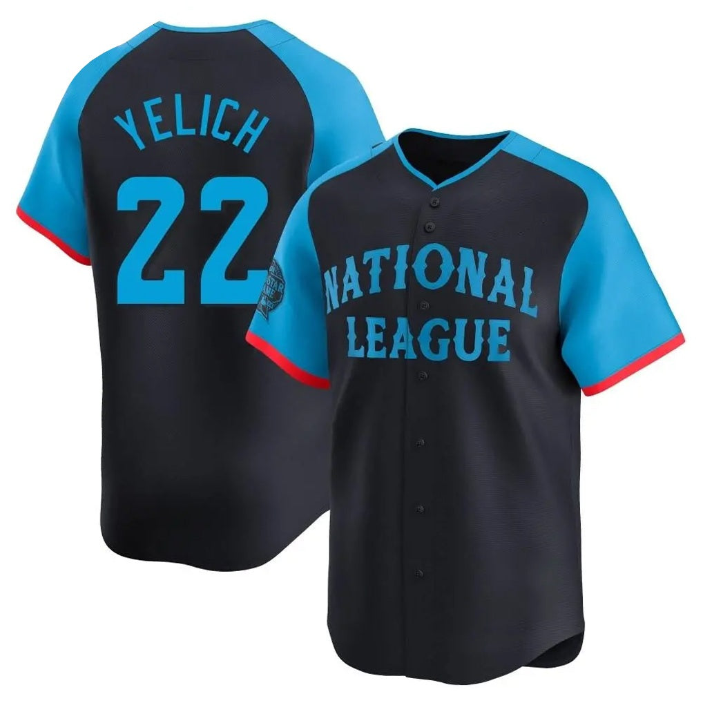 Milwaukee Brewers #22 Christian Yelich Player Navy HOLBERT Limited National League All-Star Home Game Stitched Jerseys