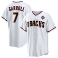 Arizona Diamondbacks #7 Corbin Carroll White HOLBERT 2023 World Series Cool Base Stitched Jersey 2