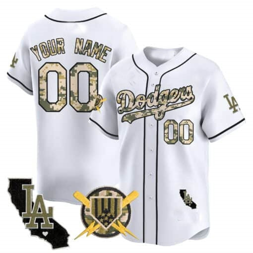 Custom Los Angeles Dodgers Armed Forces Day Vapor Premier Limited Jersey ¨C All Stitched-White HOLBERT