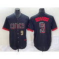 Cincinnati Reds #9 Joe Burrow Number Black HOLBERT 2023 City Connect Cool Base Stitched Jersey 2