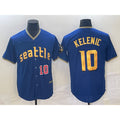 Seattle Mariners #10 Jarred Kelenic Number Blue HOLBERT 2023 City Connect Cool Base Stitched Jersey