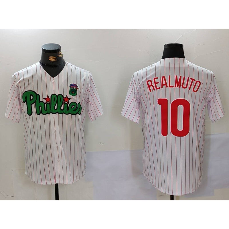 Philadelphia Phillies #10 J.T. Realmuto White Green HOLBERT Cool Base Stitched Jersey 2
