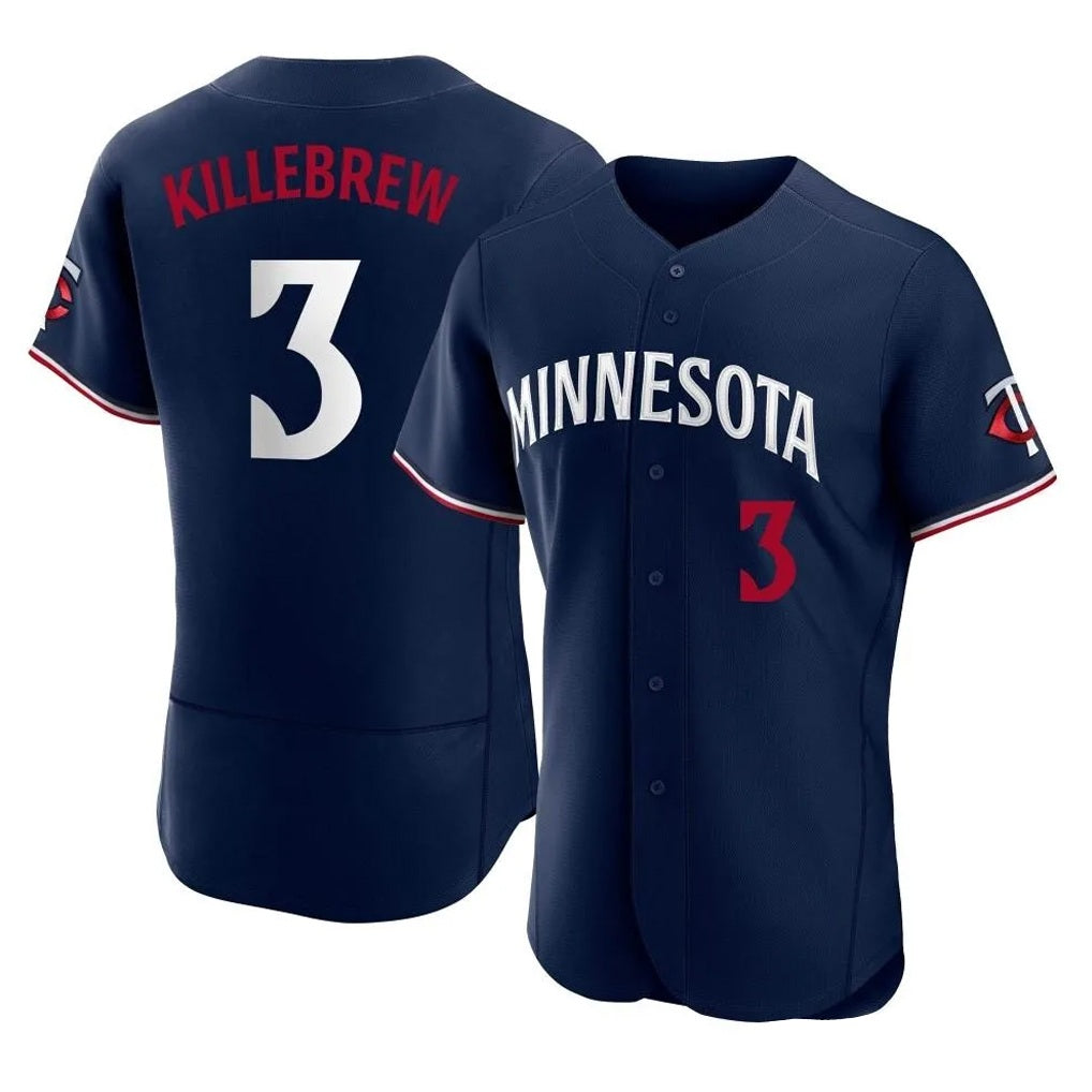 Minnesota Twins #3 Harmon Killebrew Player Navy HOLBERTReplica Home Limited Elite Stitched Jerseys
