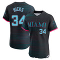 Miami Marlins #34 Liam Hicks Player Black HOLBERT City Connect Home Limited Elite Stitched Jerseys