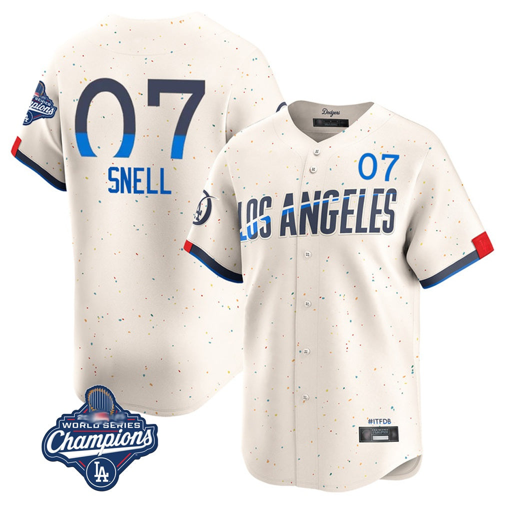 Los Angeles Dodgers #7 Blake Snell Player Cream HOLBERT City Connect Limited World Series Meet Home Stitched Jerseys